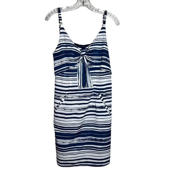 CAbi Sleeveless Mini Dress Size S/P Navy and White Stripe Sleeveless - Picture 3 of 8